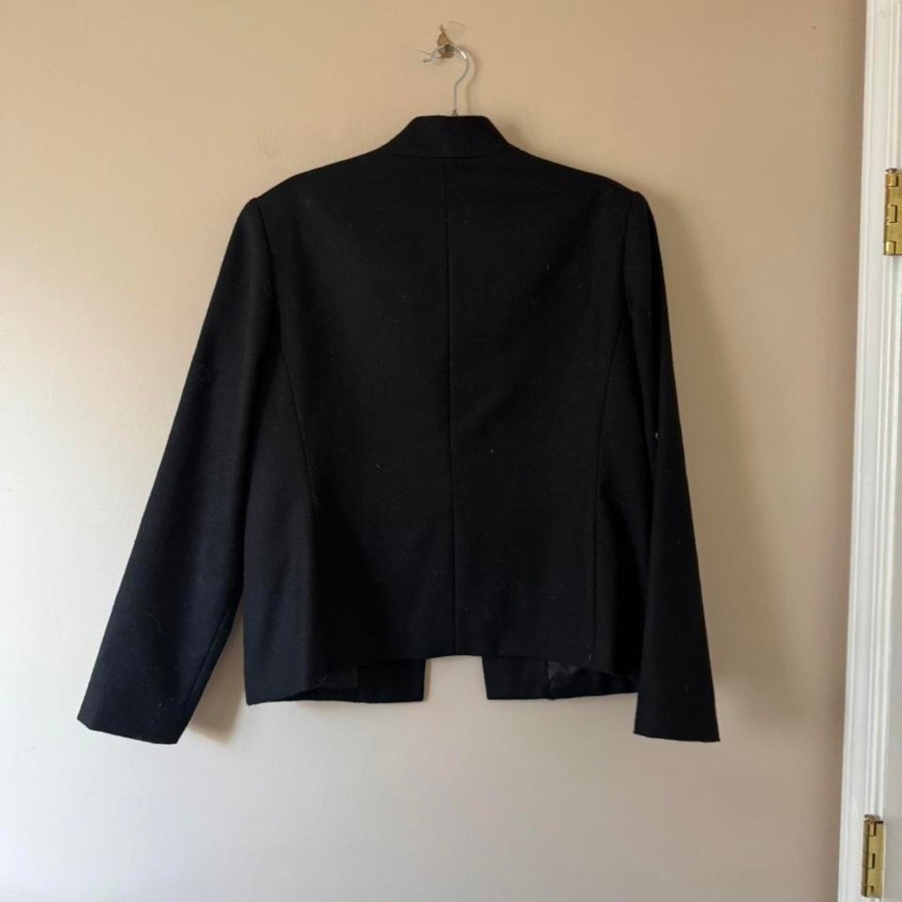 Black 100% Wool Jacket Button Chore Coat Blazer - Picture 6 of 7